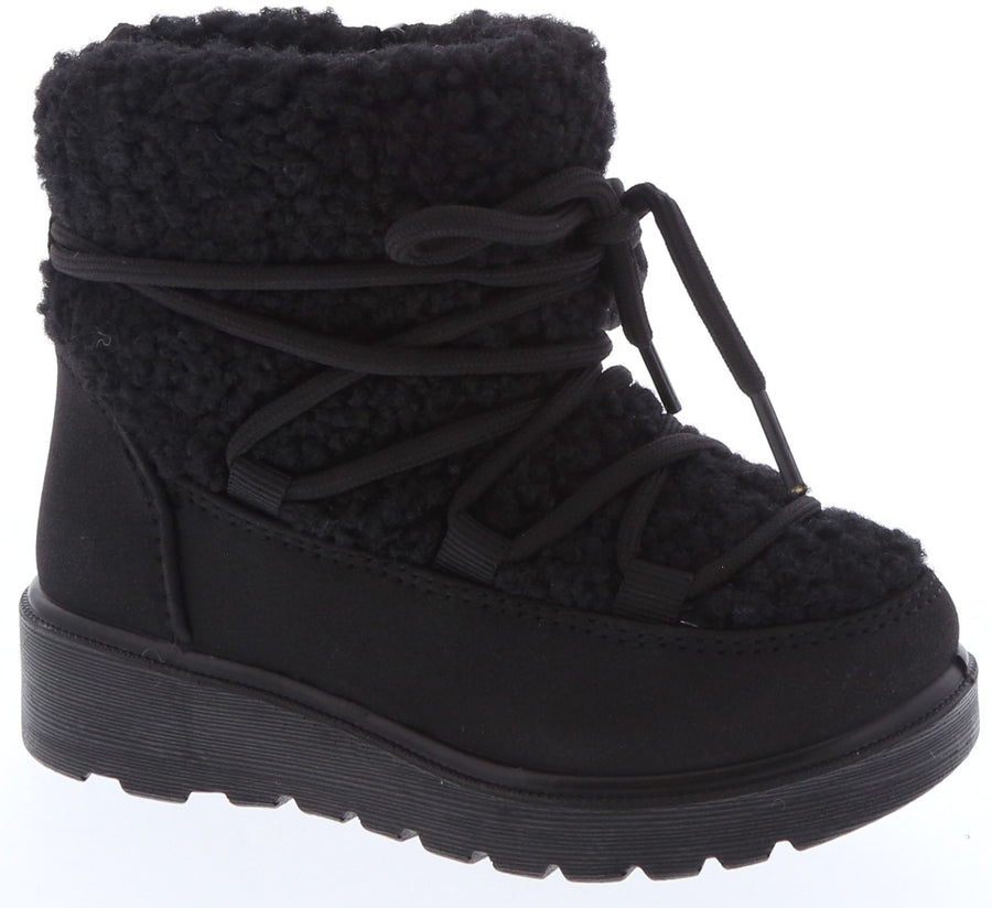Lace-Up Sherpa Toddler Snow Boot (BLACK)