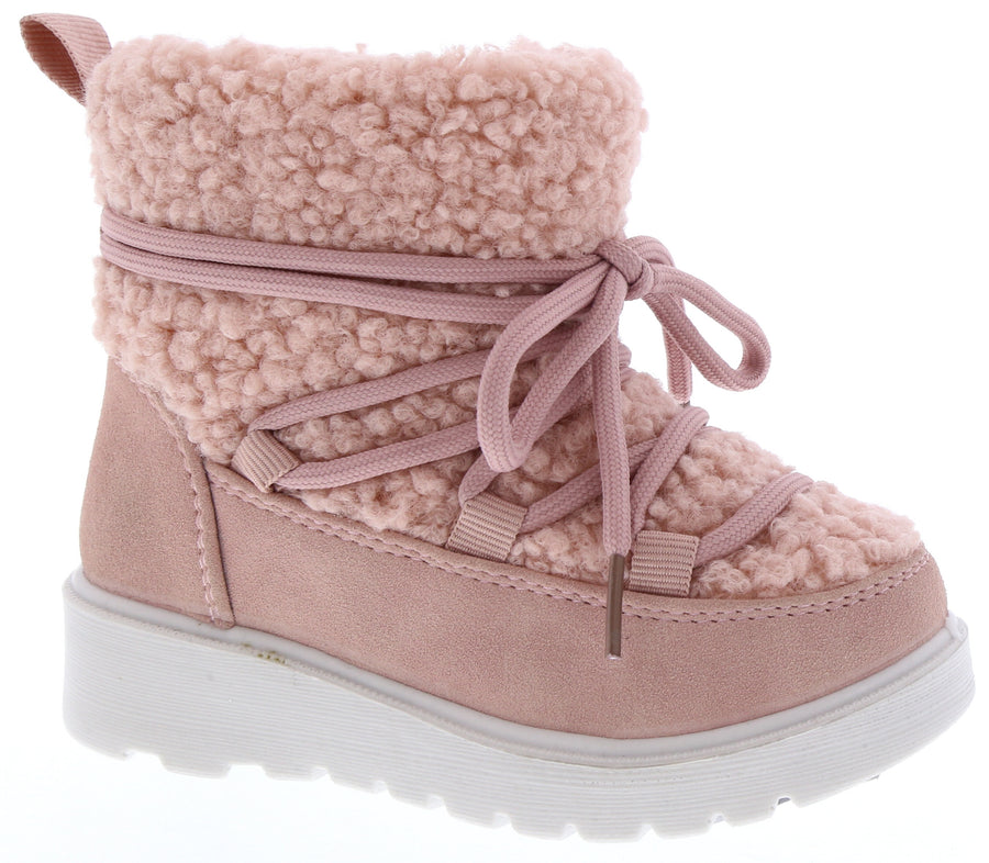 Lace-Up Sherpa Toddler Snow Boot (BLUSH)
