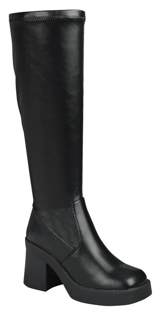 Sleek Side Zipper Knee High Boot (BLACK)