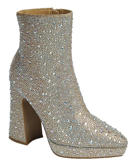Glam Rhinestone Ankle Bootie (CHAMPAGNE)