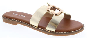 Metal Buckle Cut-Out Slide (GOLD)